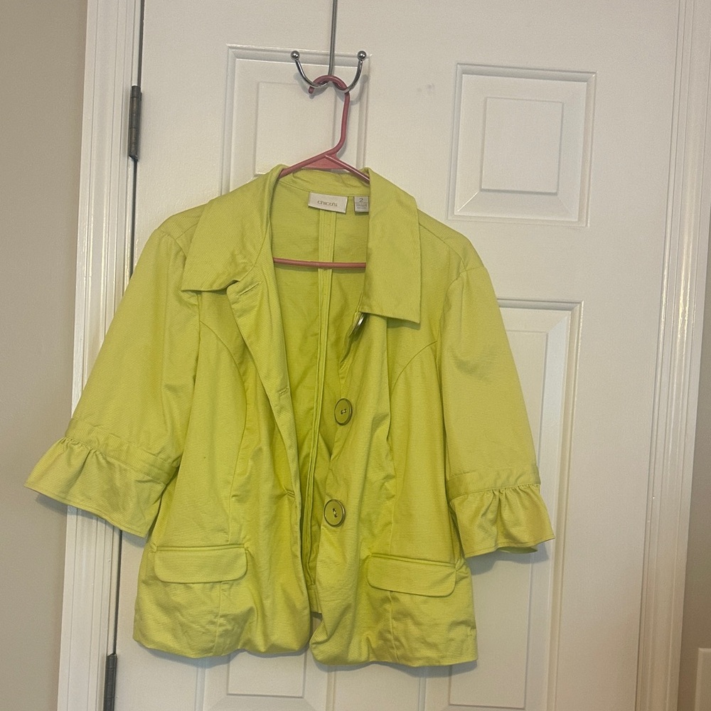 Chico's Lemon Blazer with Ruffle Sleeves